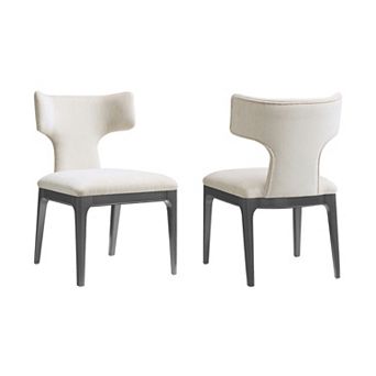MANHATTAN COMFORT Eloria Chenille Upholstered Wood Dining Side Chair Set of 2