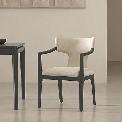 MANHATTAN COMFORT Eloria Chenille Upholstered Wood Dining Armchair
