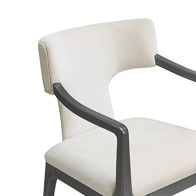 MANHATTAN COMFORT Eloria Chenille Upholstered Wood Dining Armchair