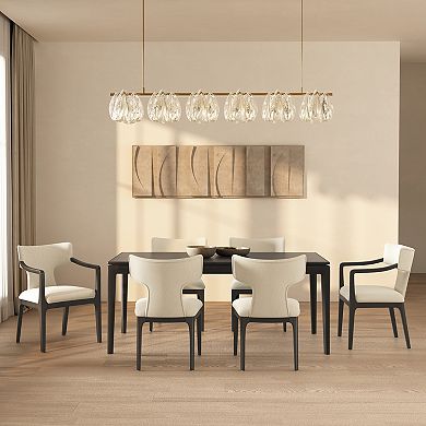 MANHATTAN COMFORT Eloria Chenille Upholstered Wood Dining Armchair