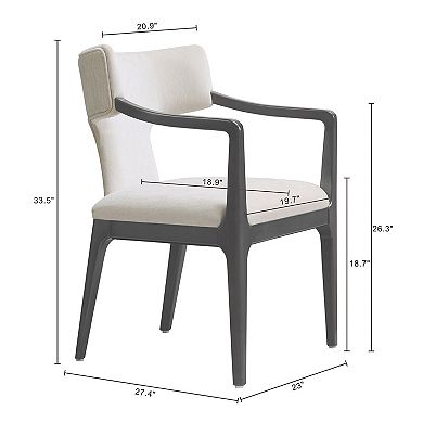 MANHATTAN COMFORT Eloria Chenille Upholstered Wood Dining Armchair