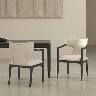 MANHATTAN COMFORT Eloria Chenille Upholstered Wood Dining Armchair