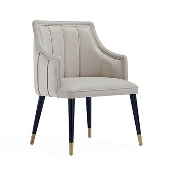 MANHATTAN COMFORT Velvet Upholstered Wood Dining Armchair with Metal Accents