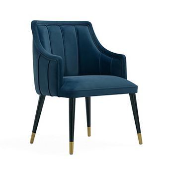 MANHATTAN COMFORT Velvet Upholstered Wood Dining Armchair with Metal Accents