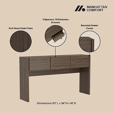 MANHATTAN COMFORT Linda Modern 60-inch 3-Drawer Console Table