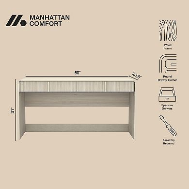 MANHATTAN COMFORT Novara 60-Inch Contemporary 2-Drawer Writing Desk
