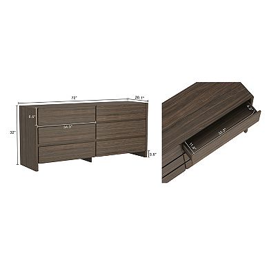 MANHATTAN COMFORT 72-Inch 6-Drawer Double Dresser