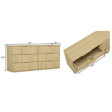 MANHATTAN COMFORT Clive 72-Inch Mid-Century Modern 6-Drawer Dresser