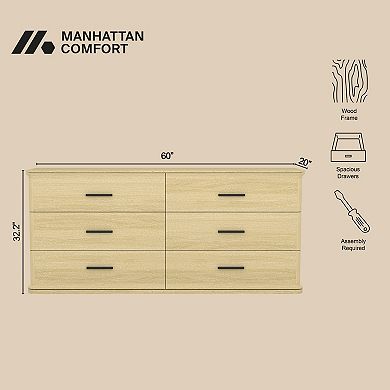 MANHATTAN COMFORT Clifford 6-Drawer Double Dresser