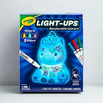 Crayola Light Ups Recolorable Unicorn & 3 Washable Markers Toy