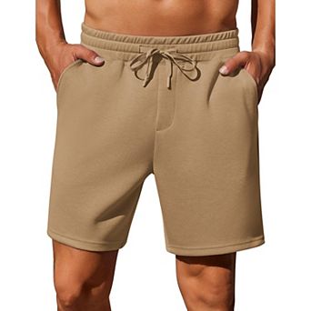 PINSPARK Mens Lounge Sweat Shorts, 7" Casual Elastic Waist Gym Workout Shorts with Drawstring