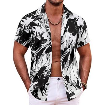 COOFANDY Mens Hawaiian Shirt Short Sleeve Button Down Shirts Tropical Summer Beach Shirts Casual