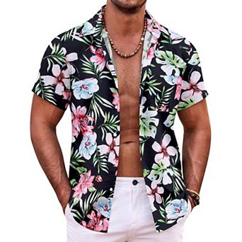 COOFANDY Mens Hawaiian Shirt Short Sleeve Button Down Shirts Tropical Summer Beach Shirts Casual