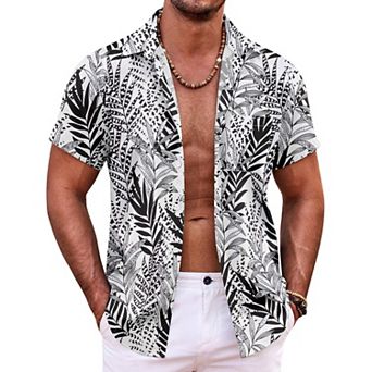 COOFANDY Mens Hawaiian Shirt Short Sleeve Button Down Shirts Tropical Summer Beach Shirts Casual