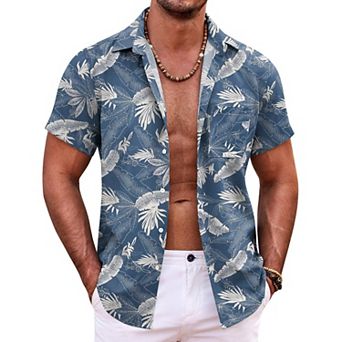 COOFANDY Mens Hawaiian Shirt Short Sleeve Button Down Shirts Tropical Summer Beach Shirts Casual