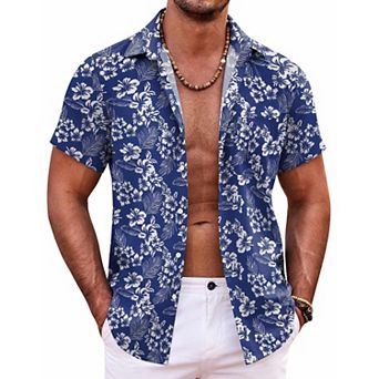 COOFANDY Mens Hawaiian Shirt Short Sleeve Button Down Shirts Tropical Summer Beach Shirts Casual