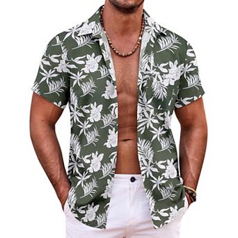 COOFANDY Mens Hawaiian Shirt Short Sleeve Button Down Shirts Tropical Summer Beach Shirts Casual
