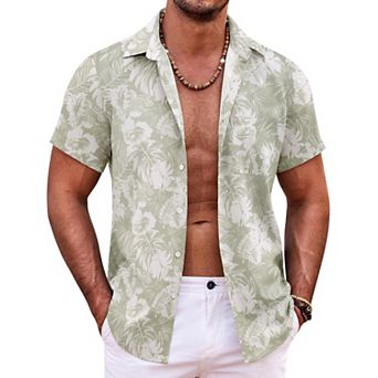 COOFANDY Mens Hawaiian Shirt Short Sleeve Button Down Shirts Tropical Summer Beach Shirts Casual
