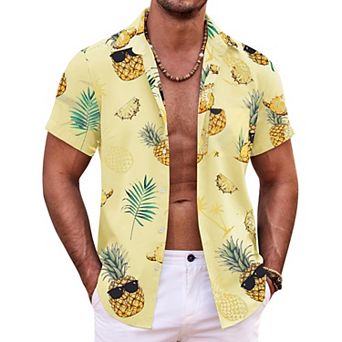 COOFANDY Mens Hawaiian Shirt Short Sleeve Button Down Shirts Tropical Summer Beach Shirts Casual