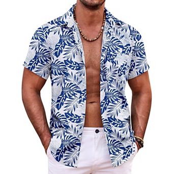 COOFANDY Mens Hawaiian Shirt Short Sleeve Button Down Shirts Tropical Summer Beach Shirts Casual