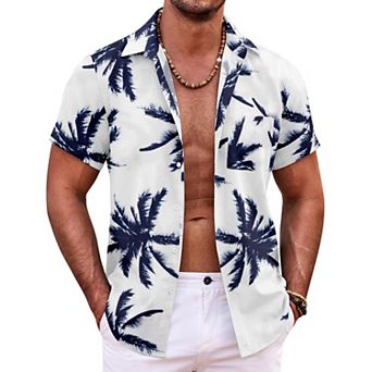 COOFANDY Mens Hawaiian Shirt Short Sleeve Button Down Shirts Tropical Summer Beach Shirts Casual