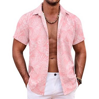 COOFANDY Mens Hawaiian Shirt Short Sleeve Button Down Shirts Tropical Summer Beach Shirts Casual