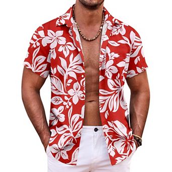 COOFANDY Mens Hawaiian Shirt Short Sleeve Button Down Shirts Tropical Summer Beach Shirts Casual