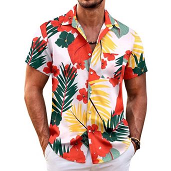 COOFANDY Mens Hawaiian Shirt Short Sleeve Button Down Shirts Tropical Summer Beach Shirts Casual