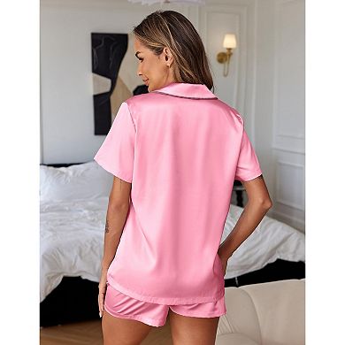Ekouaer Womens Pajamas Set Short Sleeve Button Down Top and Shorts Sleepwear 2 Piece Pjs