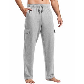 Pinspark Men's Cotton Cargo Sweatpants Open Bottom Baggy Lightweight Joggers with Pockets