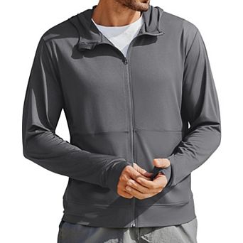 Pinspark Men's UPF50+ Full Zip Sun Protection Hoodie Jacket Long Sleeve Hiking Fishing Shirt