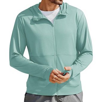 Pinspark Men's UPF50+ Full Zip Sun Protection Hoodie Jacket Long Sleeve Hiking Fishing Shirt