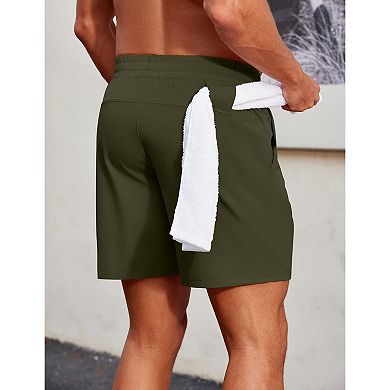 PINSPARK Men's 7" Quick Dry Gym Workout Running Shorts with Towel Loop & Zipper Pockets