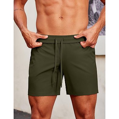PINSPARK Men's 7" Quick Dry Gym Workout Running Shorts with Towel Loop & Zipper Pockets