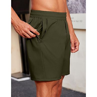 PINSPARK Men's 7" Quick Dry Gym Workout Running Shorts with Towel Loop & Zipper Pockets