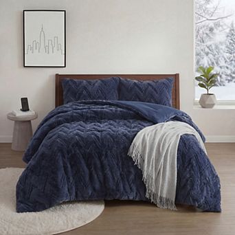 510 Design Chevron Faux Fur 3 pc Comforter Set