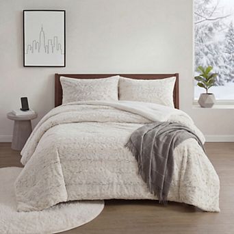 510 Design Snow Leopard Faux Fur 3 pc Comforter Set