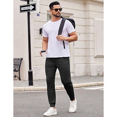 PINSPARK Men's Stretch Joggers Lightweight Quick Dry Track Pants with Zipper Pockets