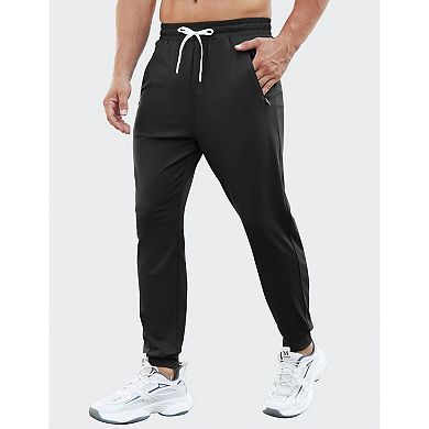 PINSPARK Men's Stretch Joggers Lightweight Quick Dry Track Pants with Zipper Pockets