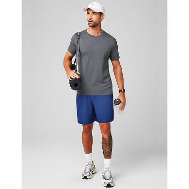 PINSPARK Men's 7" Mesh Quick Dry Running Shorts with Zipper Pockets