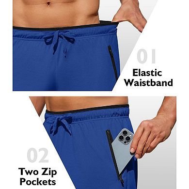 PINSPARK Men's 7" Mesh Quick Dry Running Shorts with Zipper Pockets