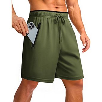 Pinspark Men's 7" Mesh Quick Dry Running Shorts with Zipper Pockets