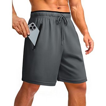 Pinspark Men's 7" Mesh Quick Dry Running Shorts with Zipper Pockets