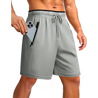 PINSPARK Men's 7" Mesh Quick Dry Running Shorts with Zipper Pockets
