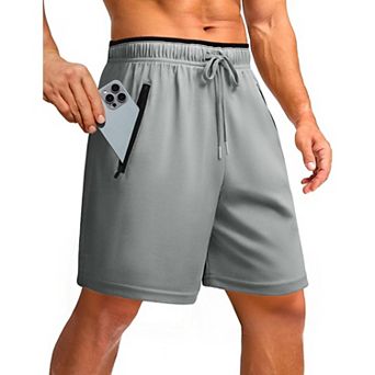 Pinspark Men's 7" Mesh Quick Dry Running Shorts with Zipper Pockets
