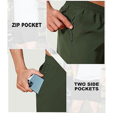 PINSPARK Men's 5" Lightweight Running Shorts Quick Dry Gym Shorts with Zip Pocket