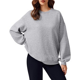PINSPARK Women's Crewneck Pullover Sweatshirt Drop Shoulder Fall Outfit with Pockets