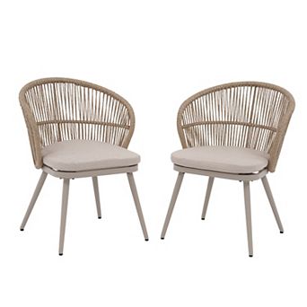 SUNSITT Patio Heavy-Duty Woven Wicker Dining Chair Set of 2 with Cruved Backrest, Dark Grey