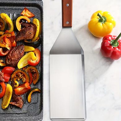 Stainless Steel Spatula with Wooden Handle - Perfect for Cakes, Steak, Eggs, & Grilling