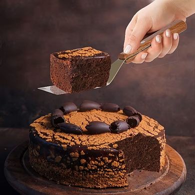 Stainless Steel Spatula with Wooden Handle - Perfect for Cakes, Steak, Eggs, & Grilling